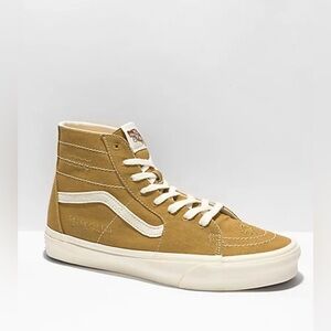 NWOT Vans Sk8-Hi Tapered Eco Theory Mustard Gold & True White Skate Shoes